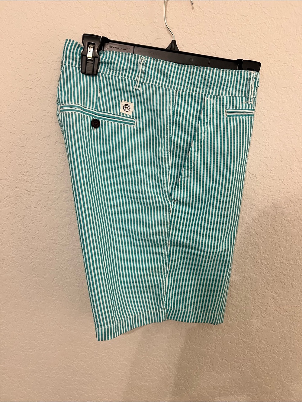 Free Planet Teal & White Striped Chino Shorts